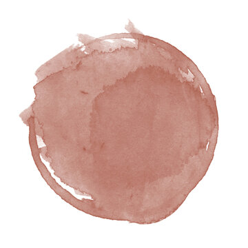 Terracotta watercolor circle stroke, artistic brush mark isolated on transparent background