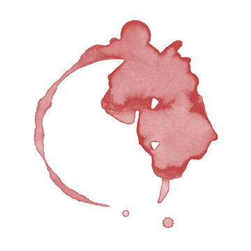 Red wine stain in a circular ring shape isolated on transparent background