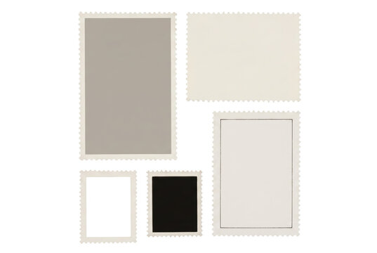 Collection of Blank Postage Stamp Templates with Perforated Edges