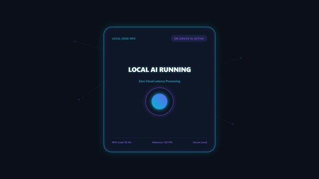 Digital Interface Displaying Active Localized Artificial Intelligence Processing Status on Dark Futuristic HUD Screen