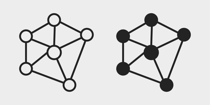AI Agent Knowledge Graph Icon represents connected knowledge, intelligent relationships, data networks, and contextual information discovery in stroke and filled styles.