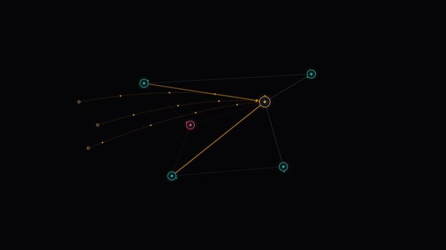 Abstract digital network and glowing connection lines on dark background