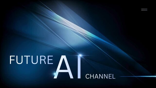 Future AI channel logo animation on an abstract blue background a motion