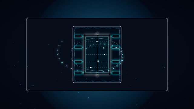 Futuristic digital interface hud screen with glowing data elements and futuristic design