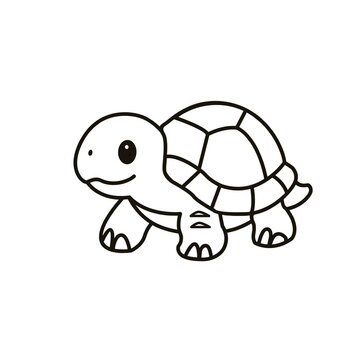 Cute hand-drawn turtle illustration isolated on white background