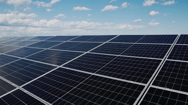 Outdoor solar array used for clean electricity generation and development of green infrastructure.