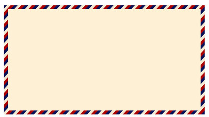 Fototapeta premium Blank airmail envelope frame with decorative red and blue border vintage envelope stationery template email icon mail background postal service correspondence decorative template