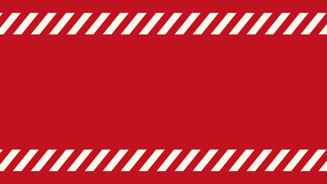 Abstract red background with white diagonal warning stripes at top and bottom hazard stripes safety sign diagonal lines danger alert industrial design border pattern graphic element