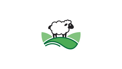 Obraz premium Stylized sheep on green rolling hills.