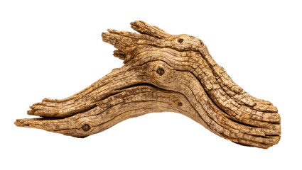 Weathered gnarled driftwood branch with intricate grain patterns, isolated on transparent background © James