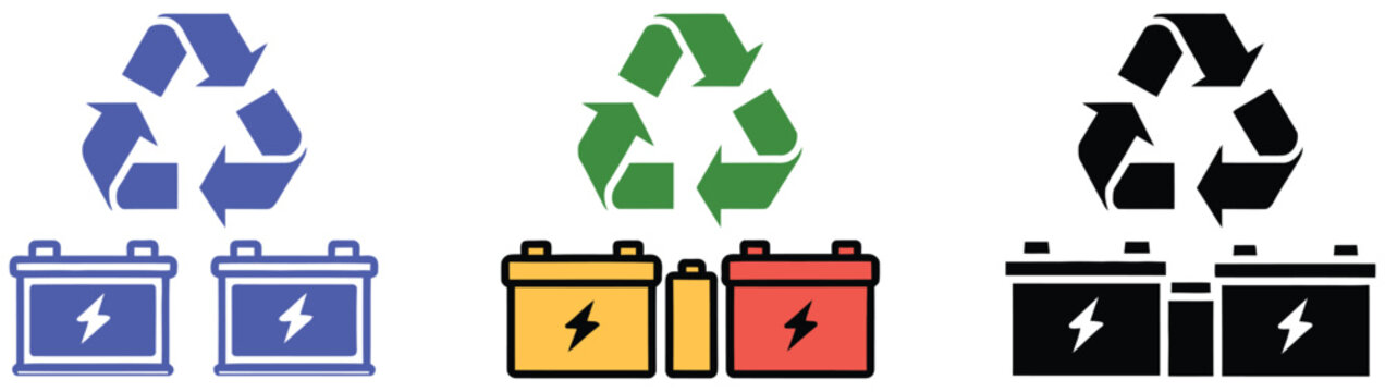 Battery Waste style icon symbolizing discarded batteries, hazardous materials, recycling, environmental safety, pollution prevention, and vector designs