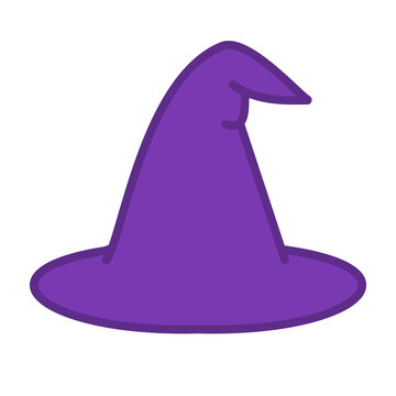 Purple witch hat vector icon for Halloween celebration
