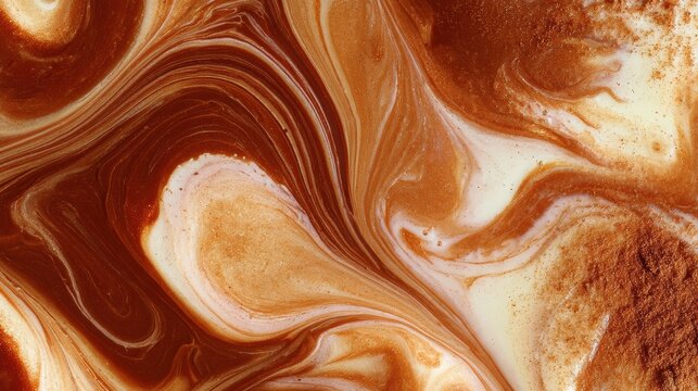 Swirls of warm cinnamon brown mix with cream, creating a fluid texture that captures the essence of autumn.