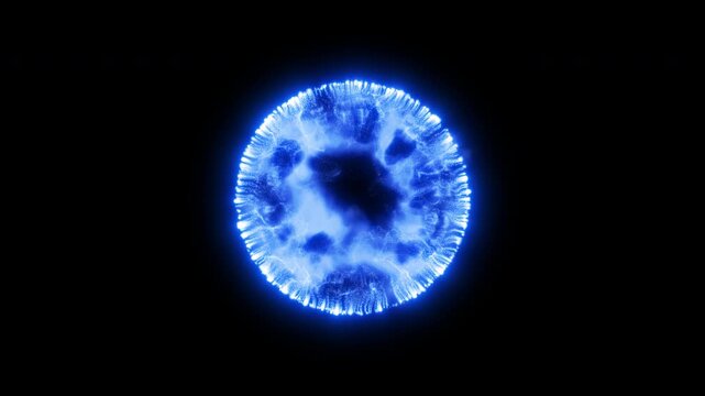 Blue Turbulent Plasma Shockwave Burst VFX, MOV with Alpha on Transparent Background