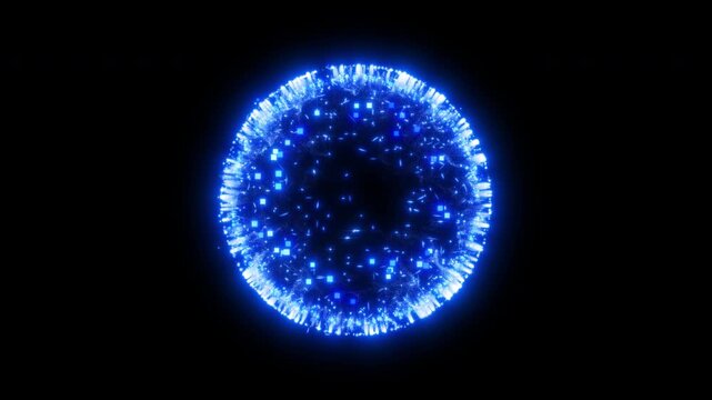 Blue Spark Particle Shockwave Energy Orb VFX, MOV with Alpha on Transparent Background