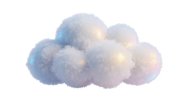 Fluffy snowballs forming a cloud shape, isolated on transparent background