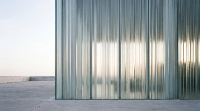 Modern Architecture Glass Facade with Ribbed Panels