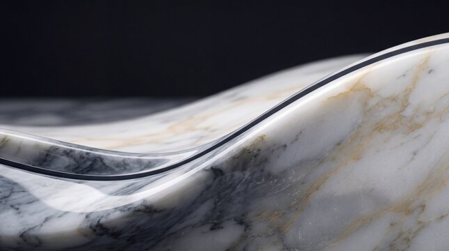 Curved Polished Marble Surface with Elegant Natural Veins