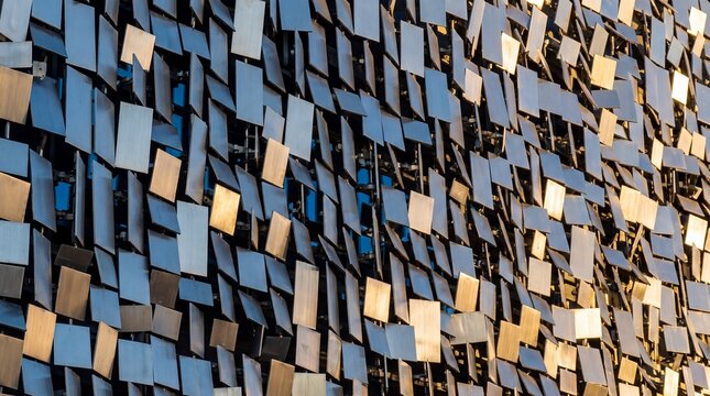 Modern Architectural Facade with Kinetic Metallic Panels