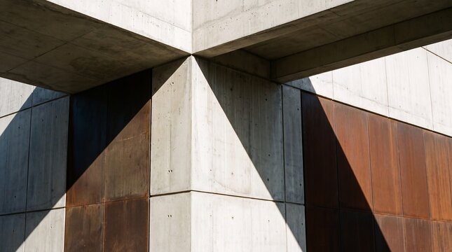 Modern Concrete and Corten Steel Architectural Facade