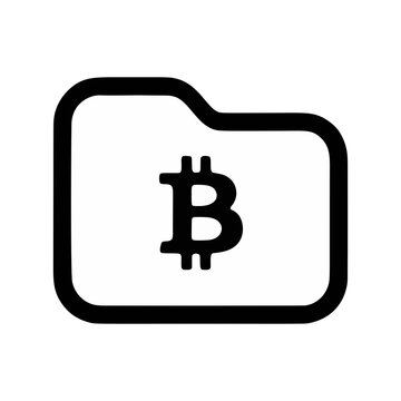 Folder with Bitcoin Symbol Line Icon Cryptocurrency Wallet Digital Finance and Blockchain Data Storage Concept