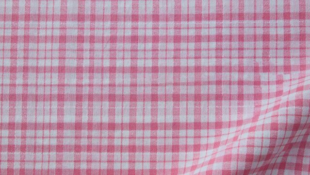 Pink gingham pattern fabric background, soft cotton checkered textile texture, seamless plaid tablecloth material for picnic and sewing crafts