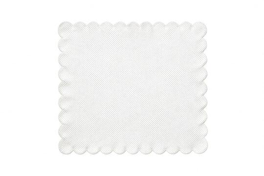 Textured White Fabric Square with Scalloped Edges