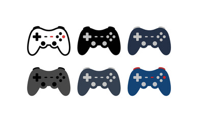Minimalist game controllers set in various colors on white background © Adobe