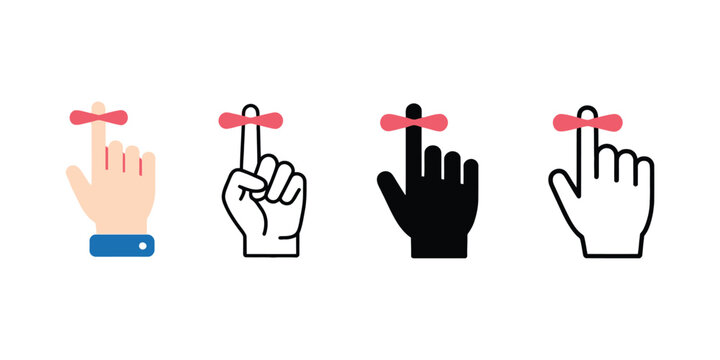 reminder string icons, memory finger and red ribbon symbols for reminders and important dates