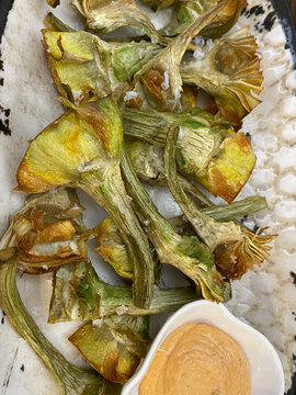 Artichokes Prepared and Served as a Mediterranean Vegetable Dish