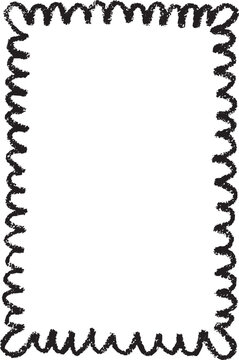 Scalloped crayon frame with rounded doodle border. Black crayon border with white space for photos and text