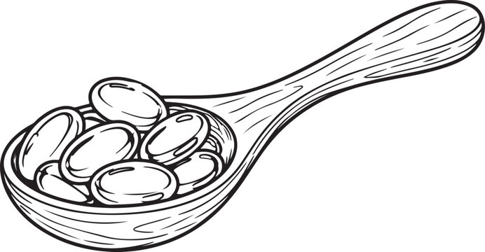 UTRITIOUS LEGUME BEANS SERVING SPOON FOOD ILLUSTRATION