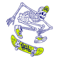Fototapeta premium Skeleton skateboarding