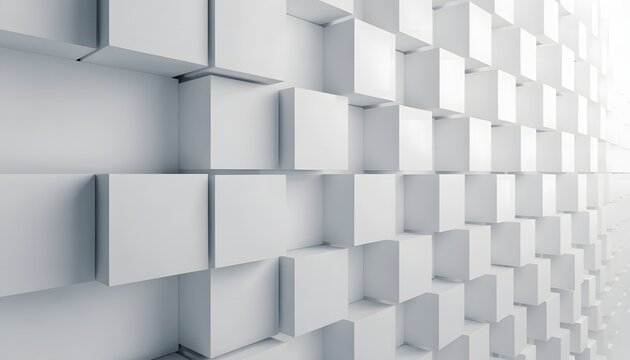 White cubic boxes arranged in depth creating abstract 3d background.