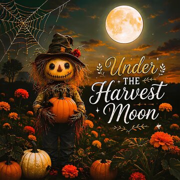 Halloween background with pumpkin and scarecrow