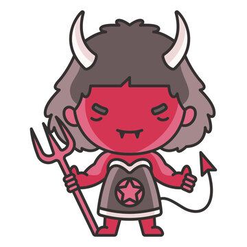 Cute red devil cartoon