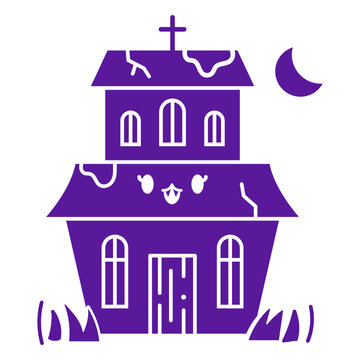 Cute haunted house chartoon character
