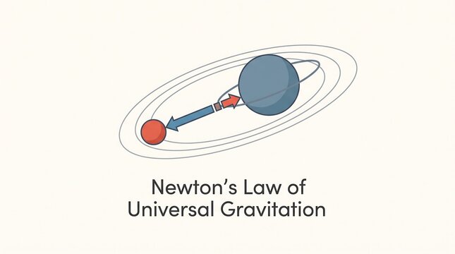 Newtons law of universal gravitation diagram showing force between masses