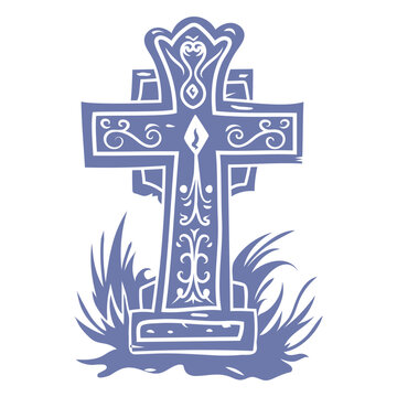 Decorative graveyard cross stone