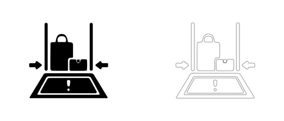 Obraz premium Sanitizing shoe mat carpet vector icon filled and outline, entrance disinfection mat and hygiene barrier symbol.