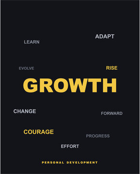 Inspirational Typography Growth and Courage Personal Development Vector Illustration