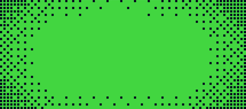 Green bitmap pixel background with gradient pattern effect. 8bit texture with glitch.