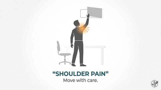 Shoulder pain rotator cuff injury ergonomic posture strain vector illustration