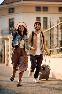Carefree couple enjoying in their trip together.