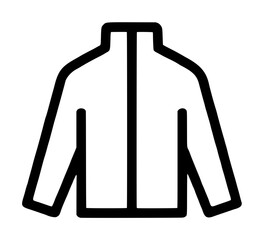 An athletic running jacket featuring a high stand up collar, full length front zipper seam, and tapered long sleeves, thick line contour vector icon isolated against a white background © Md Asaduzzaman 
