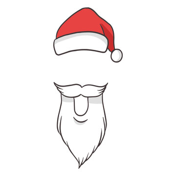 Santa claus color stroke beard and hat