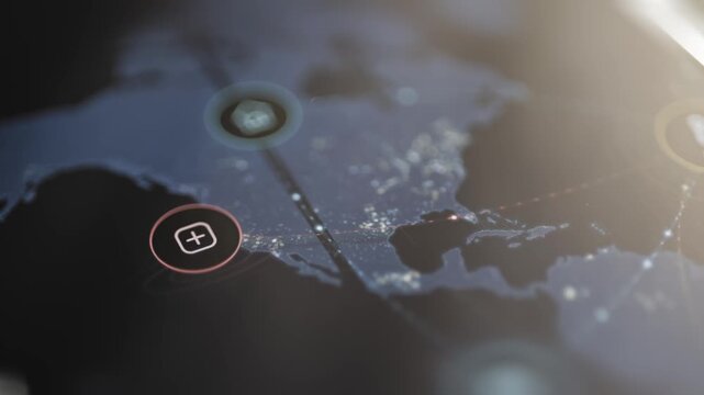 Healthcare access points connect across regional map