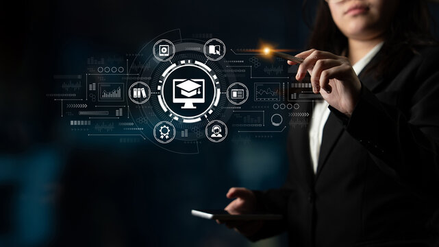Professional Businesswoman Using Technology Interface for Digital Communication and Data Analysis in Modern Workspace Environment. Entropy.