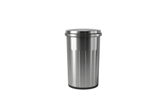 Stainless steel trash can isolated