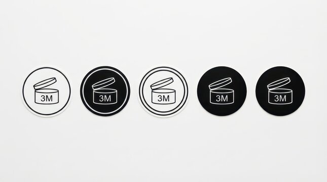 Set of five period after opening pao symbols with 3m duration isolated on white background